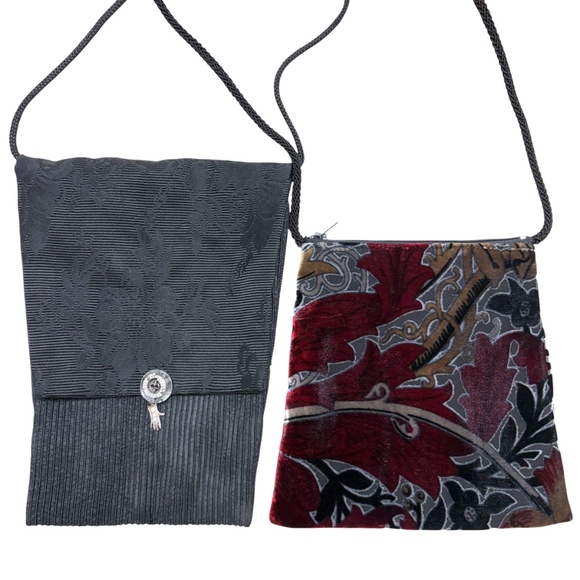 bags purses 2 cloth handmade DANA HERBERT black velvet goth indie boho vegan - Picture 3 of 12